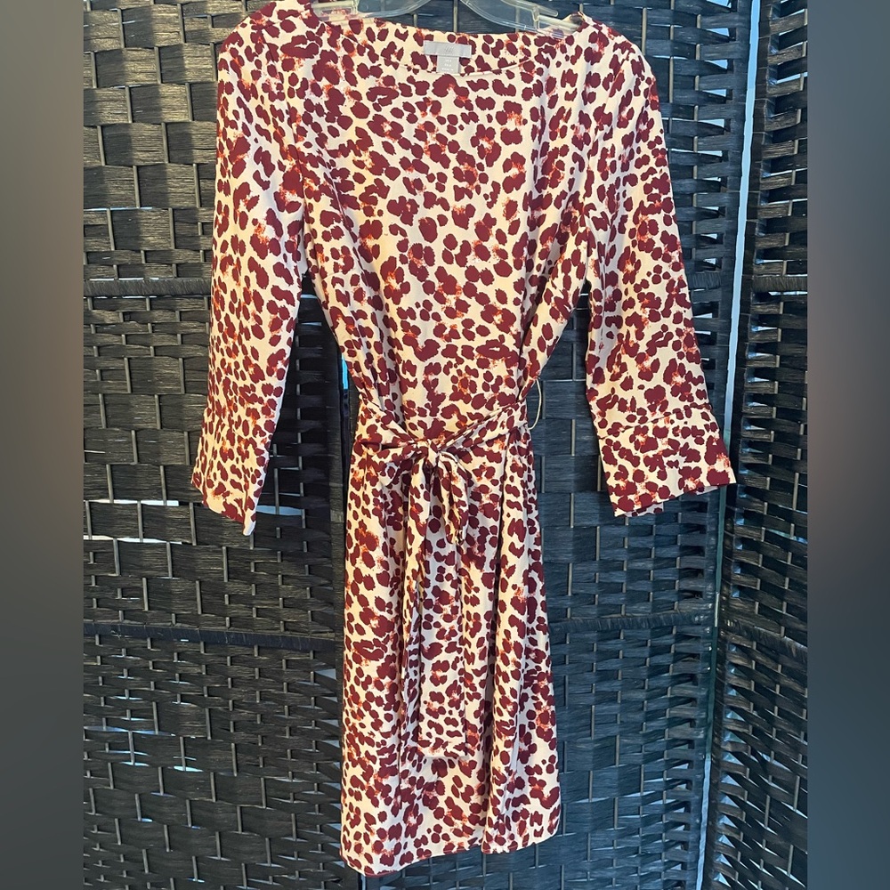 H&M Cream Dress with Maroon Leopard Spots